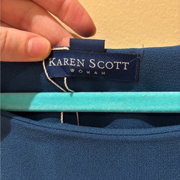 Karen Scott Blue Pleated Dress - Picture 3 of 4